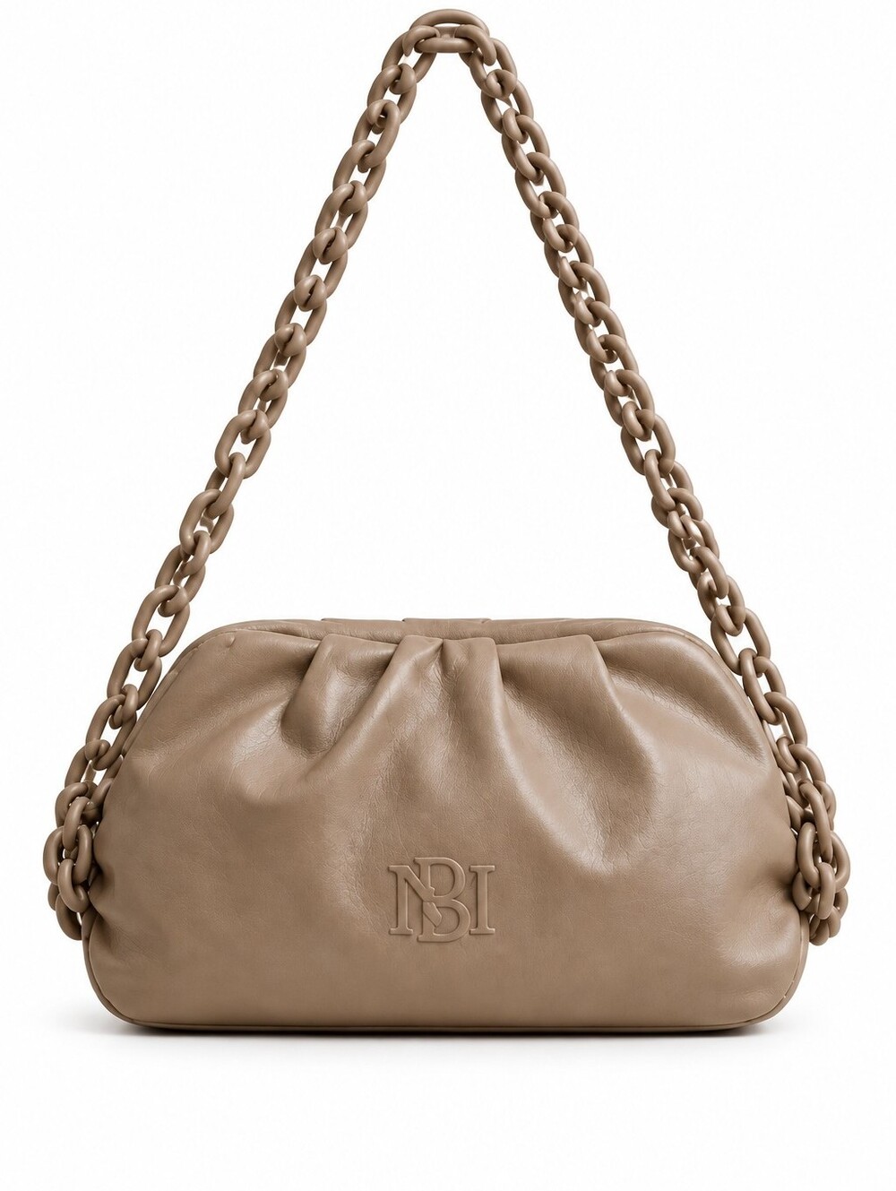 NWT Badgley Mischka Taupe Color Designer Clutch Detachable Strap